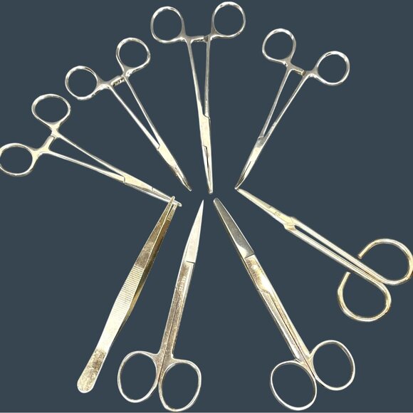 Unbranded Other - VTG Lot Stainless Steel Forceps Hemostat Scissor Clamp Medical Instrument Set